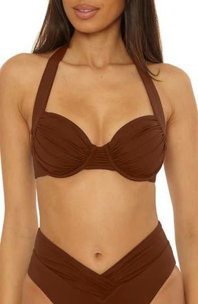 BECCA by Rebecca Virtue Color Code Underwire Bikini Top in Dark Coco at Nordstrom Rack, Size Medium