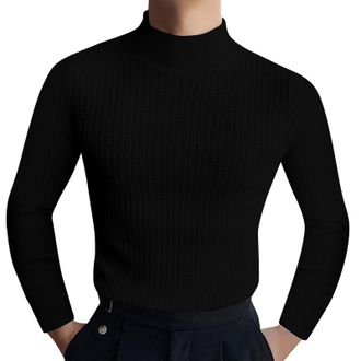 Generic Mock Neck Tops for Men Long Sleeve Ribbed Shirts Turtleneck High Collar Fall Thermal Pullover Base Layer Undershirts Camisas Cuello De Tortuga para Ho