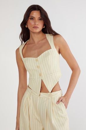 NASTY GAL Pinstripe Tailored Top in Butter at Nordstrom, Size 10