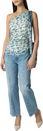 Victoria Beckham One-Shoulder Draped Top In Cloud/blue