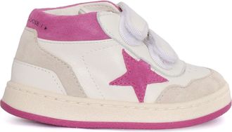 Golden Goose Scarpe da ginnastica Golden Goose June Basket Tomaia in nappa con punta in pelle scamosciata, tacco a stella e sperone bianco/rosa/grigio