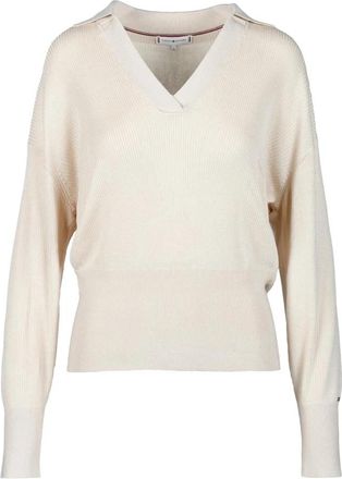 Tommy Hilfiger trui - Dames - V-hals truien - Beige - L - Truien & Vesten