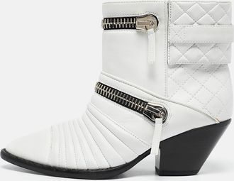 Giuseppe Zanotti White Quilted Leather Moto Boots