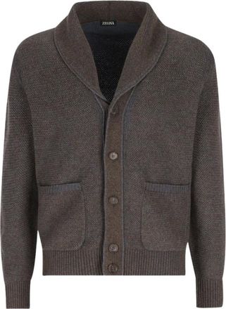 Ermenegildo Zegna Gebreide Jas - Heren - Truien - Bruin - Maat: XL Wol