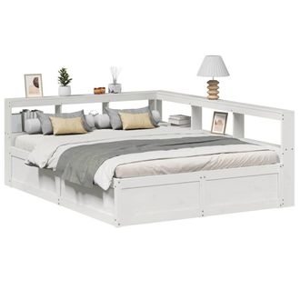 Berkfield Home Bookcase Bed without Mattress White 150x200cm Solid Wood Pine | Size: 150x200 cm
