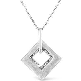 House of Brilliance 925 Sterling Silver Pave-Set Diamond Accent Kite Shape Pendant Necklace in White at Nordstrom