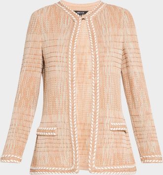 Misook Heritage-Fit Whipstitch Melange Knit Jacket
