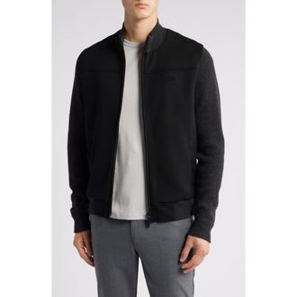 Robert Barakett Cooper Mixed Media Zip Jacket in Charcoal at Nordstrom, Size Xx-Large