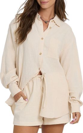 Billabong Wanderer Solid Cotton Shirt in Dove at Nordstrom, Size X-Small