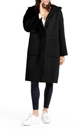Belle & Bloom Sunday Morning Hooded Wool Blend Coat in Black at Nordstrom Rack, Size Medium