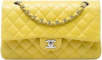 Chanel Pre-owned Vintage Double Flap Schoudertas - Dames - Vintage Schoudertas - Geel - ONE Size - Leer - Vintage