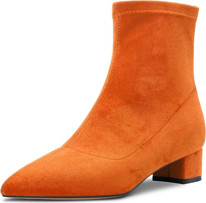 Castamere Women Chunky Block Low Heel Close Pointed Toe Ankle Boots Short Bootie Slip on Zipper 3.5 CM Heels Classic Cute Shoes Orange 7.5 UK from 69.90 on Stylight