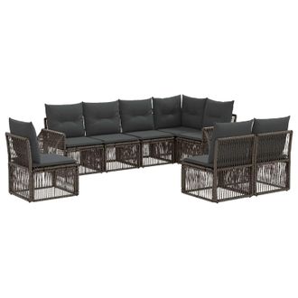 vidaXL Conjunto De Sof&aacute;s De Jard&iacute;n 8 Pcs Gris Y Gris Oscuro Vidaxl