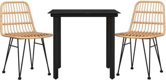 vidaXL Juego De Comedor De Jard&iacute;n 3 Piezas Rat&aacute;n Sint&eacute;tico Vidaxl