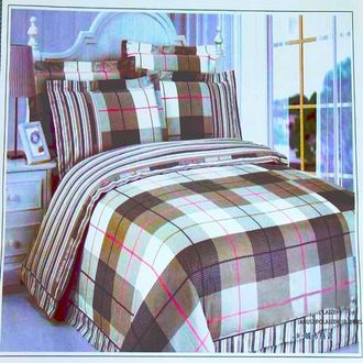 OEM Elegante Juego De Ropa De Cama A Cuadros Marrones Confeccionado En 100% Algod&oacute;n Satinado
