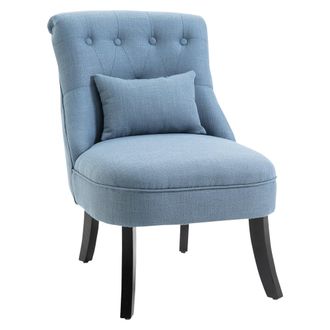 HOMCOM Fabric Single Sofa Armchair Upholstered w/Pillow Wood Leg Livingroom Blue | TJ Hughes
