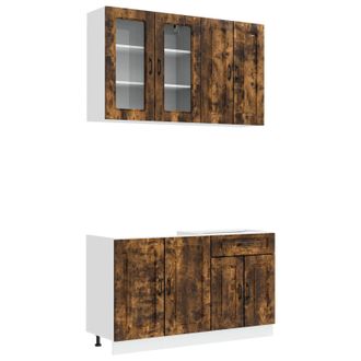 vidaXL Unidad De Cocina Kalmar 4 Uds. Roble Ahumado Vidaxl