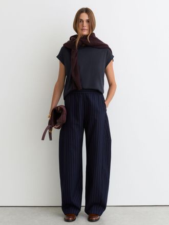 Reiss Navy Brushed-cotton Crew-neck T-shirt, XS