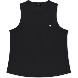 Dalix Lil Heart Cotton Jersey Tank in Black at Nordstrom, Size Xx-Large