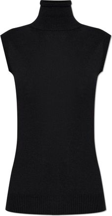 Sportmax Eschimo Mouwloze Trui - Dames - Coltruien - Zwart - M - Wol - Truien & Vesten