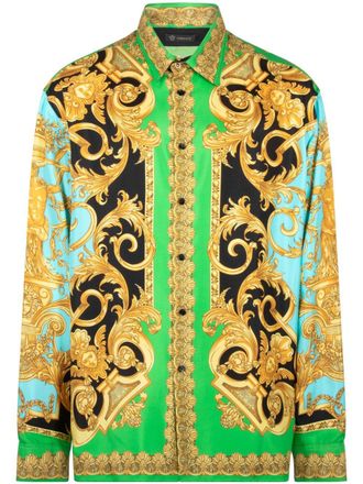 Versace Camicia Barocco con stampa - Verde
