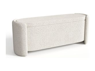 Vente-Unique Banco ba&uacute;l - Tela boucl&eacute; - Blanco roto - FUNOMI