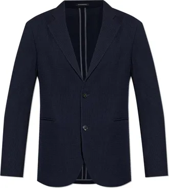 Emporio Armani Wollen blazer met Reverskraag - Heren - Blazers - Blauw - S - Wol - Jassen