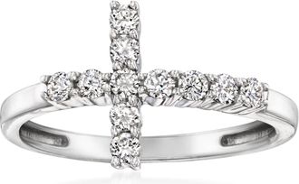 Ross-Simons Lab-Grown Diamond Sideways Cross Ring in Sterling Silver
