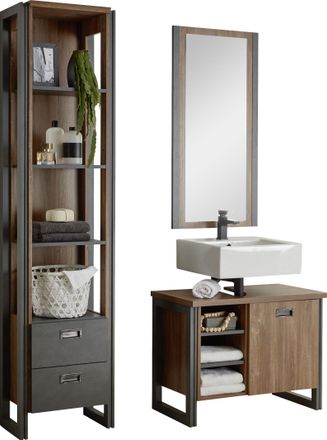 HOME AFFAIRE Badmöbel-Set »Detroit, Bad im Industrialdesign, 3-teiliges Badezimmer« Set, 3 Stk. tlg