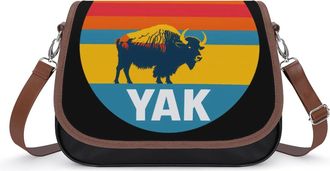 Generic Vintage Yak Sunset Crossbody Bags for Women Shoulder Messenger Bag Purse Handbags