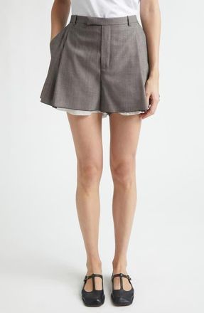 Nackiy&eacute; Split Virgin Wool Blend Shorts in Morning Mist at Nordstrom, Size 10 Us