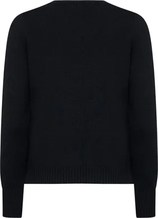 Blanca Vita Womens Crew-Neck Sweater Black Virgin Wool