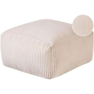 Beliani Moderno Pouf Intrecciato da Salotto 50 x 30 cm velluto a coste Motivo Beige Chiaro Mukki