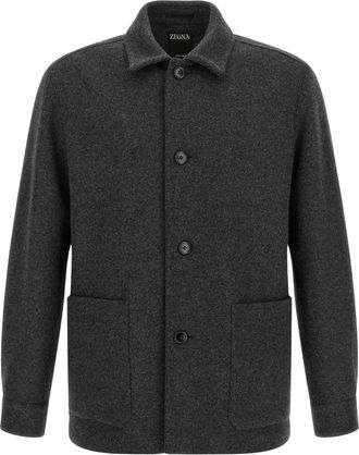 Ermenegildo Zegna Overshirt - Heren - Zomerjassen - Grijs - L - Wol - Jassen
