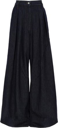 Dries Van Noten Dark Blue Flared Pleated Pants