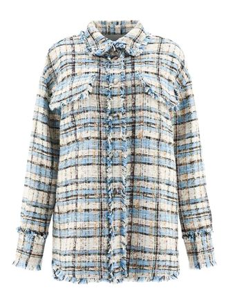Msgm tweed frayed-edge jacket - Blue