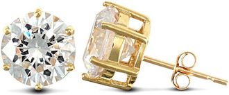 Jewelco London 9ct Gold CZ 6 Claw Solitaire Stud Earrings, 8mm - JES173