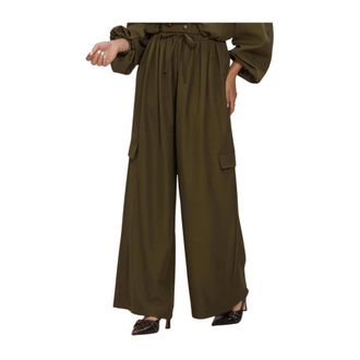 Refined Department Refined Department, Broeken, Dames, Groen, L, Dames Broeken Ladies Woven Wide Leg Cargo Pants Mila