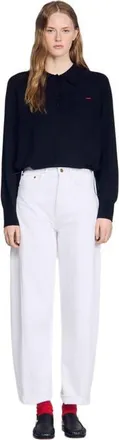Sandro Wool polo shirt with logo in Black at Nordstrom, Size X-Large