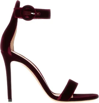 Gianvito Rossi Portofino 105 Velluto - female - Gianvito Rossi - High Heel Sandals - Red - 6 UK - Shoes