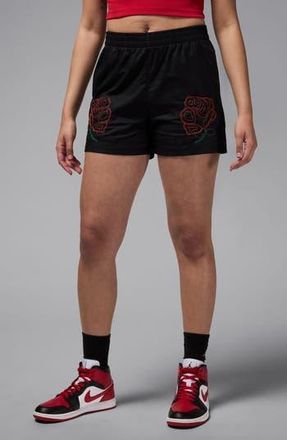 Nike Jordan Rose Embroidered Cotton Shorts in Black at Nordstrom Rack, Size X-Large