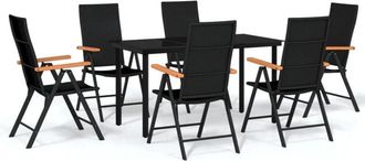 vidaXL 7 Piece Garden Dining Set Black Vidaxl