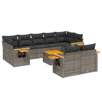 vidaXL Vidaxl - Set Divano Da Giardino 10 Pz Con Cuscini Grigio In Polyrattan