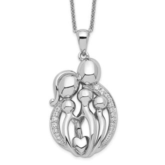 Diamond2Deal Sterling Silver Cubic Zirconia Family of 5 Gathering Necklace