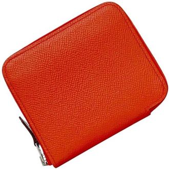 Herm&egrave;s Red Color Leather Coin Purse/Coin Case (Pre-Owned)