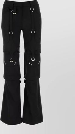 Off-white cargo pant with flared silhouette and high-waisted design