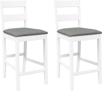 vidaXL Vidaxl - Taburetes de bar con cojines 2 uds madera maciza blanca caucho