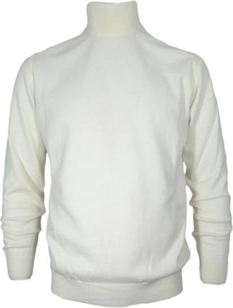 Cashmere Company Lupetto Slim Fit - Heren - Coltruien - Wit - M - Katoen - Truien & Vesten