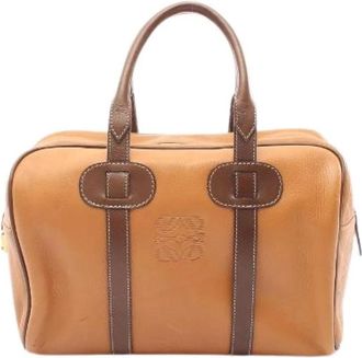 Loewe Pre-owned Anagram Leren Tote Bag - Dames - Vintage Handtas - Bruin - ONE Size - Leer - Vintage