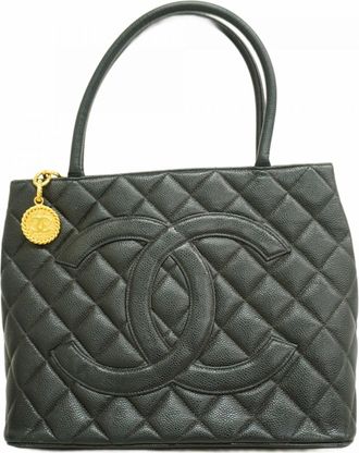 Chanel Black Grained Calfskin Tote Bag (Pre-Owned)